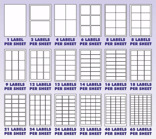 Coated Paper Blank Labels on A4 Sheets - Various Sizes