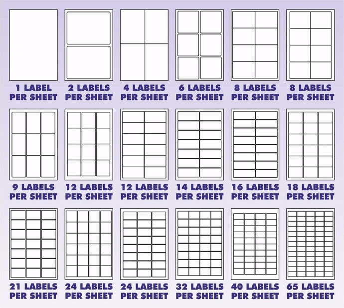 Coated Paper Blank Labels on A4 Sheets - Various Sizes