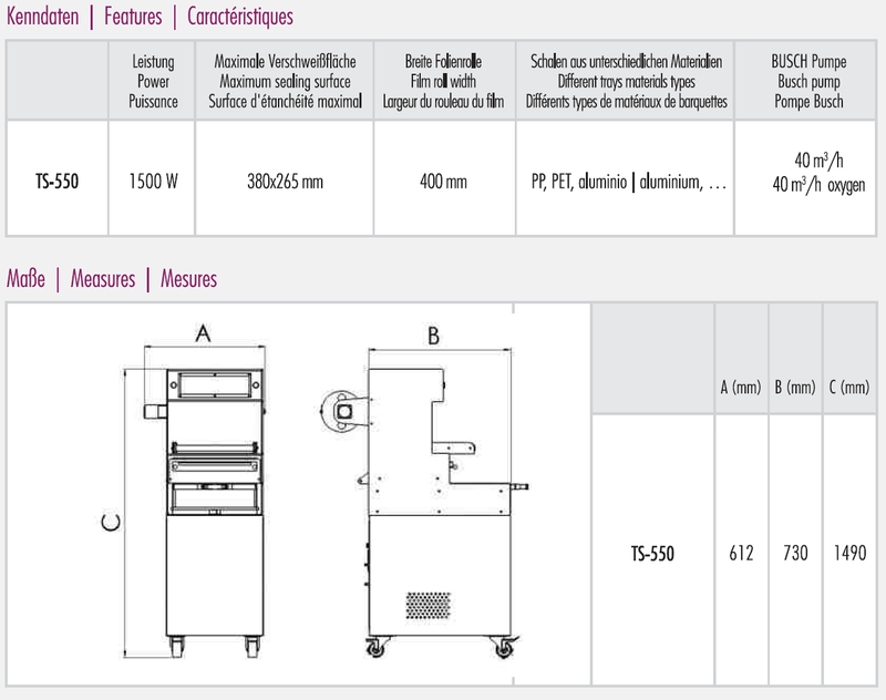 Load image into Gallery viewer, Semi-automatic food tray sealer with vacuum and inert gas function - Model TS-550
